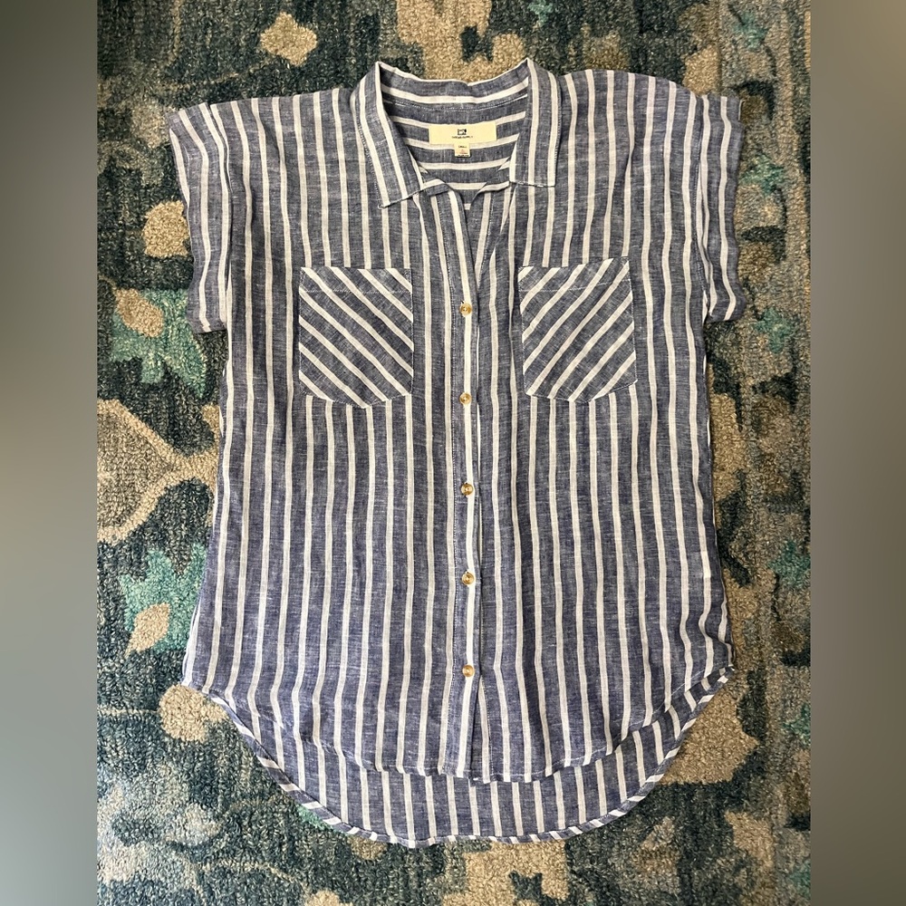 Thread & Supply Blue and White Striped Button Down Shirt